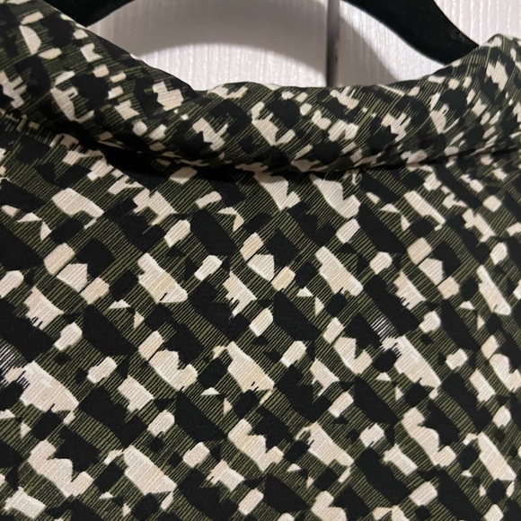 Who What Wear Womens Blouse Top Medium Black Green Houndstooth Business Casual - Picture 5 of 12